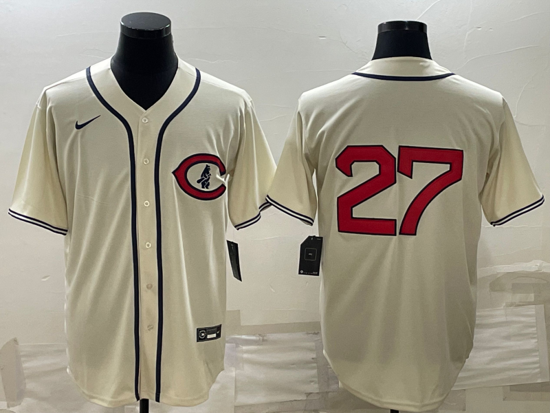 Men's Chicago Cubs Seiya Suzuki #27 Cream Name Jersey